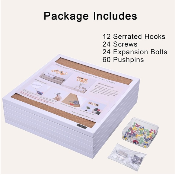 White Frame Cork Bulletin Boards - 6 pack - Picture 5 of 5